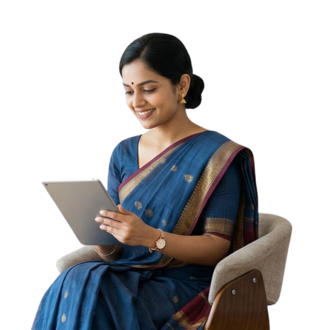 Teacher using Aptora on tablet